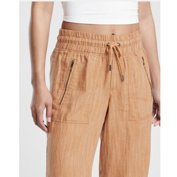 Athleta Cabo Linen Textured Wide Leg Pants Rain Dance Seina Beige - Picture 4 of 15